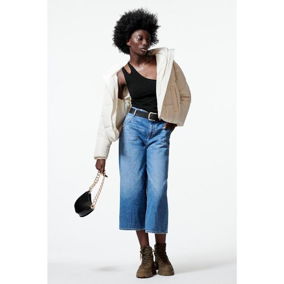 Zara Water Repellent Puffer Jacket Ecru - S - Picture 1 of 7